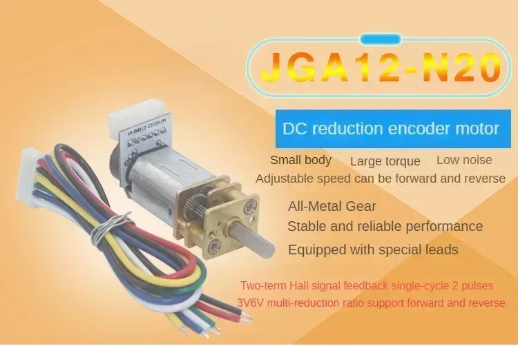 GA12 N20 Encoder DC 6V Mini Micro Metal Gear DC Motor Gearwheel High Torque 15 25 50 70 100 150 300 500 1500RPM 7PPR Hall Sensor