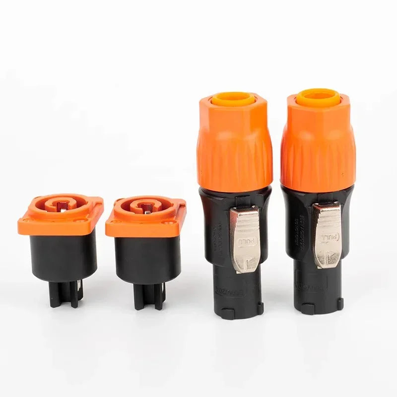 IP65 Waterproof Orange Power Plug Socket 20A Aviation Plug 3Pins Powercon Connector for Stage Beam Light Power Cord Led Display