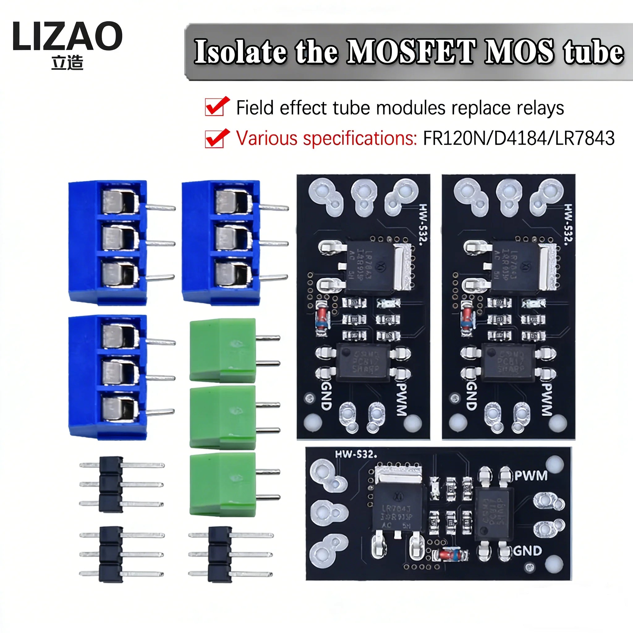 LIZAO FR120N Isolated MOSFET FET Module 100V 9.4A 30V 161A 40V 50A Board LR7843 AOD4184 D4184 Replacement Relay MOS Tube