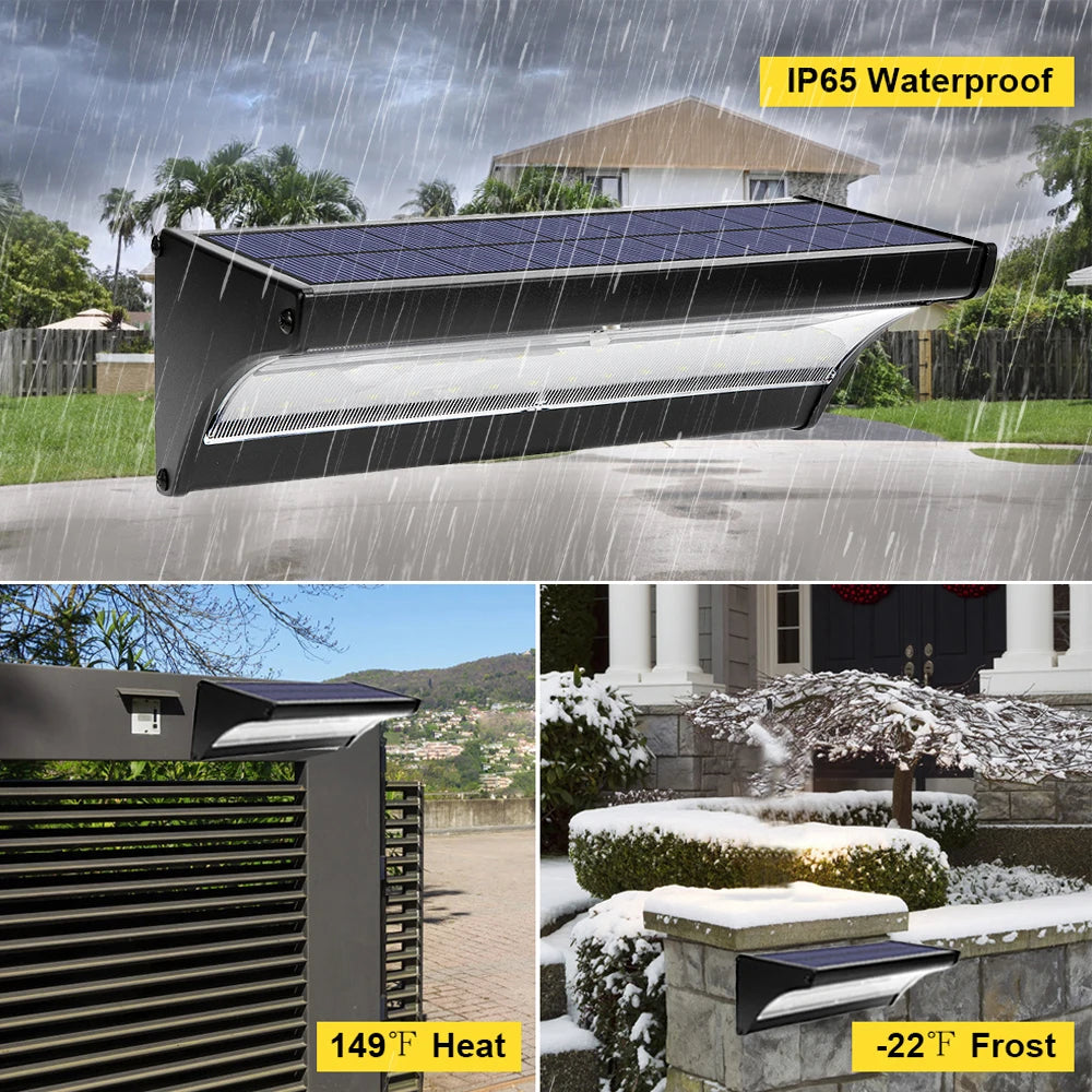 Outdoor Solar Led Lights with Radar Sensor 60LED Reflector Solar Sensor Aluminium Wall Lamp for Garden Light Outdoor Lighting