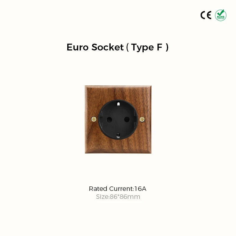 Avoir Retro Black Walnut Panel Toggle Switches USB Type C FR EU Socket Outlet Brass Lever Wall Light Switches Cat6 Rj45 For Home