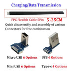 FFC Type-C Mini Micro USB Extension Ribbon Cable 90 FPV Slim Flat Soft Flexible FPC Charge FPV Brushless Handheld Gimbal Monitor