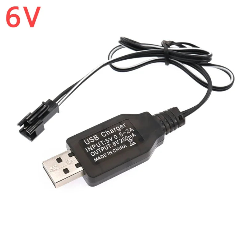 5V to 3.7/4.8/6/7.2/8.4/9.6V250mA Battery USB Power Charger Cable SM 2P Forward Plug for Remote Control Boat Car USB Charger Toy