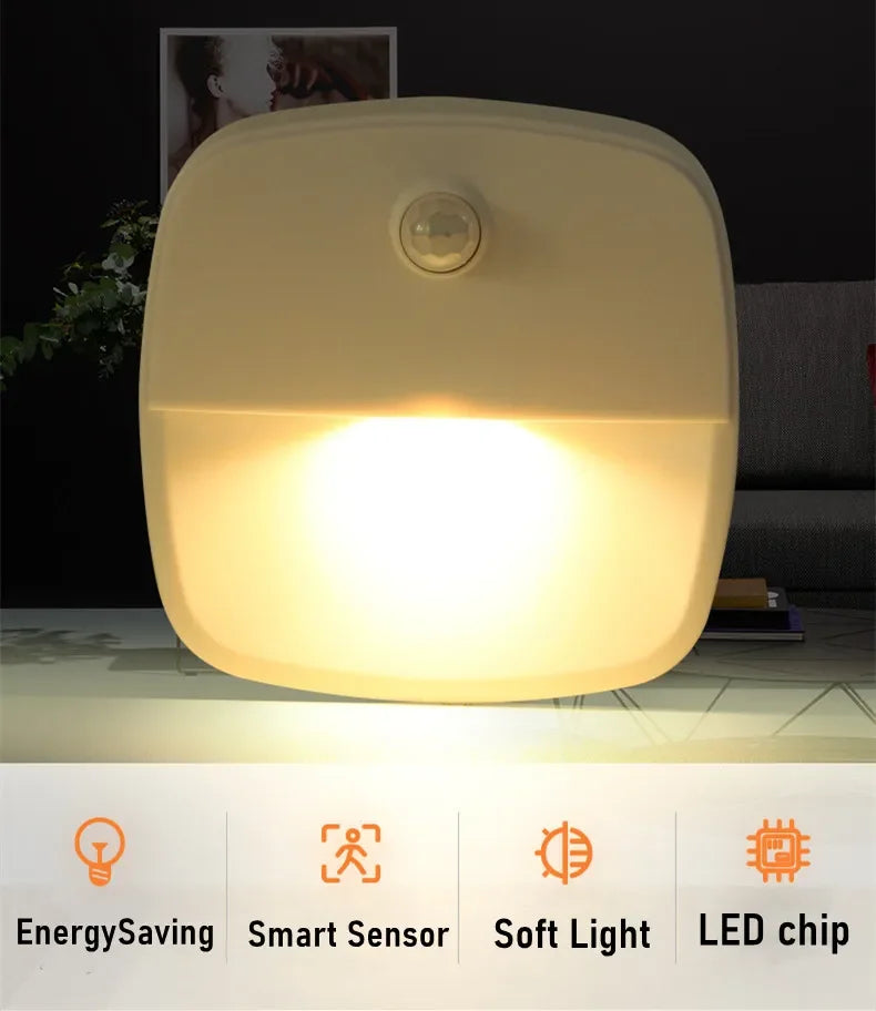ZQQBYY LED Night Light Motion Sensor Wireless Lights AAA Battery Powered Bedroom Wall Staircase Closet Aisle Body Induction Lamp