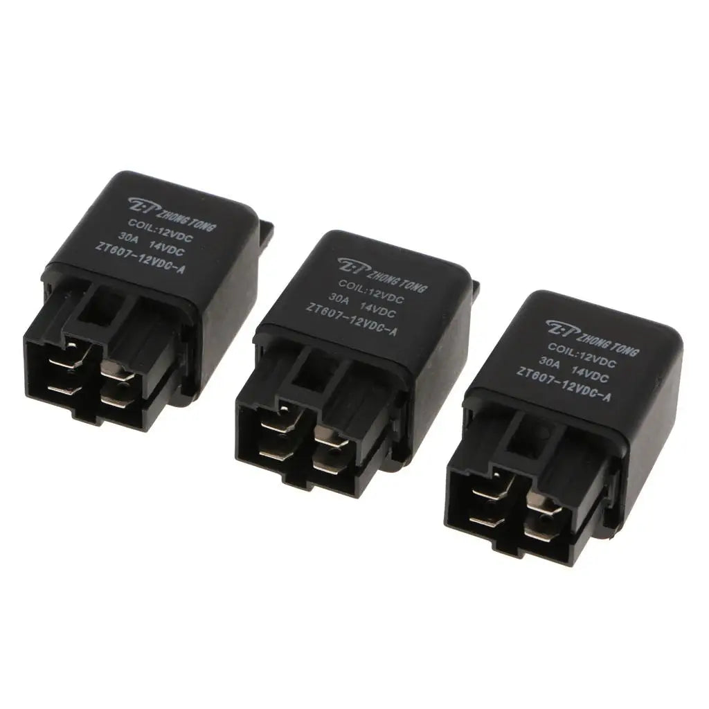 3PCS ZT607 DC12V 30A 4Pin Heavy Duty SPST Relay High Switching Capability
