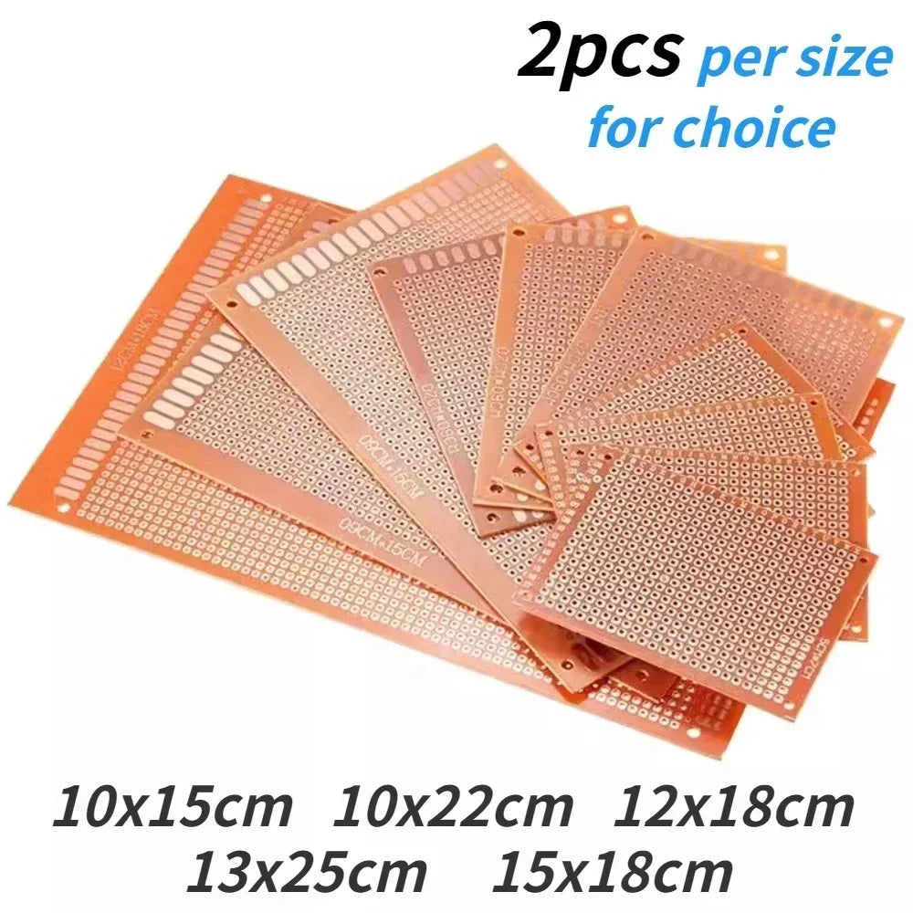 2PCS Yellow PCB Universal Board Single Sided 10x15CM 10x22CM 12x18CM 13x25CM 15x18CM PCB Board Prototype Perforated Board DIY