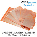2PCS Yellow PCB Universal Board Single Sided 10x15CM 10x22CM 12x18CM 13x25CM 15x18CM PCB Board Prototype Perforated Board DIY