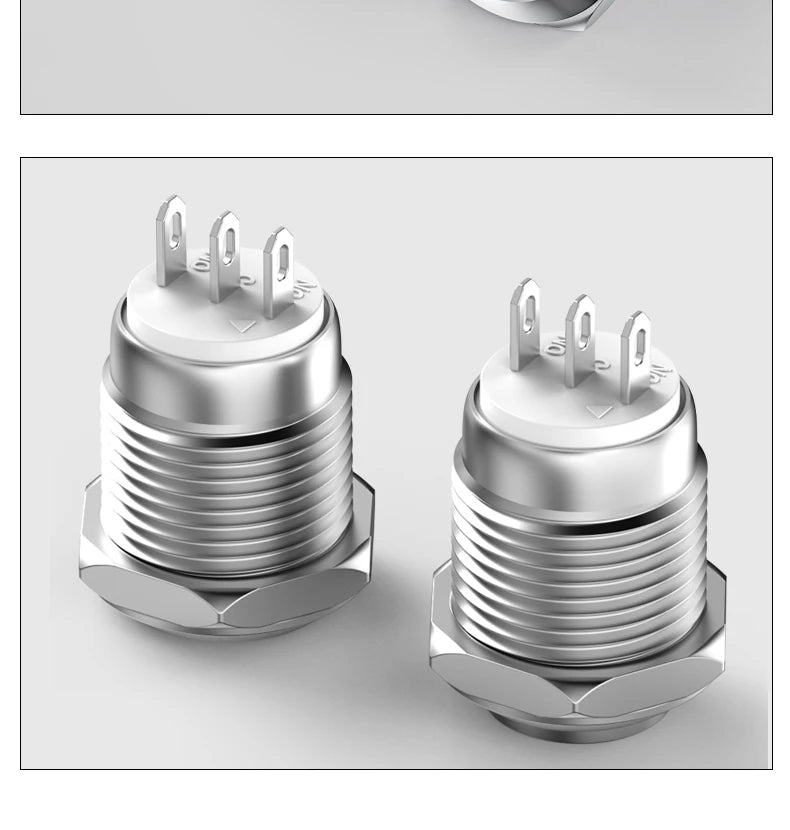 Metal Push Button Switch 12MM 3Pins 1NO1NC No Light waterproof Flat/High Head Momentary Latching Welding Foot Switch