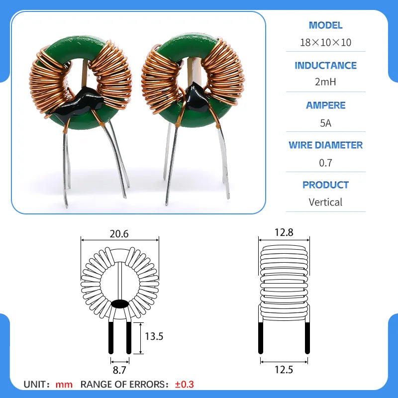 18x10x10 50/80uH 1/2/4/4.7/5/10/20/22/40/45/50mH magnetic ring common mode inductor common mode filter choke
