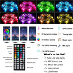 3.28ft-100ft USB LED Strip Light APP Control with 44 Key Remote Control RGB 3535 Ribbon Lamp TV Backlights Game Room Home Decor