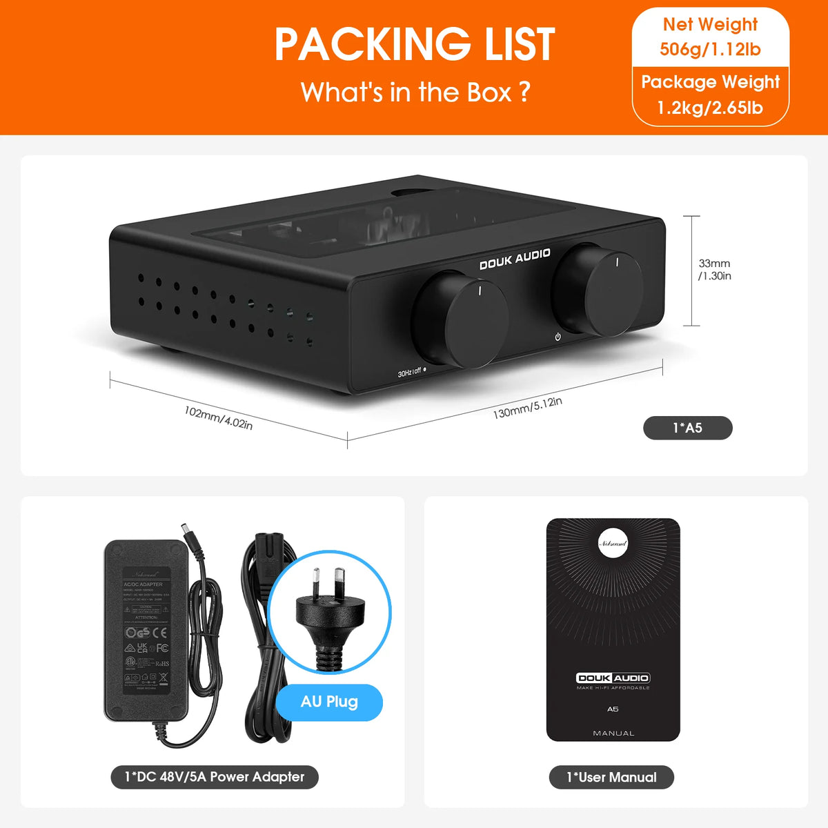 Douk Audio A5 Mini HiFi Stereo Amp 300W TPA3255 Class‑D Digital Power Amplifier