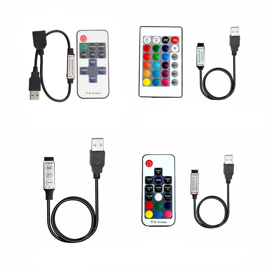 DC 5V USB LED Strip Light RGB Single Color Controller IR Bluetooth Remoter RF Wireless Remoter Control For LED Strip Light