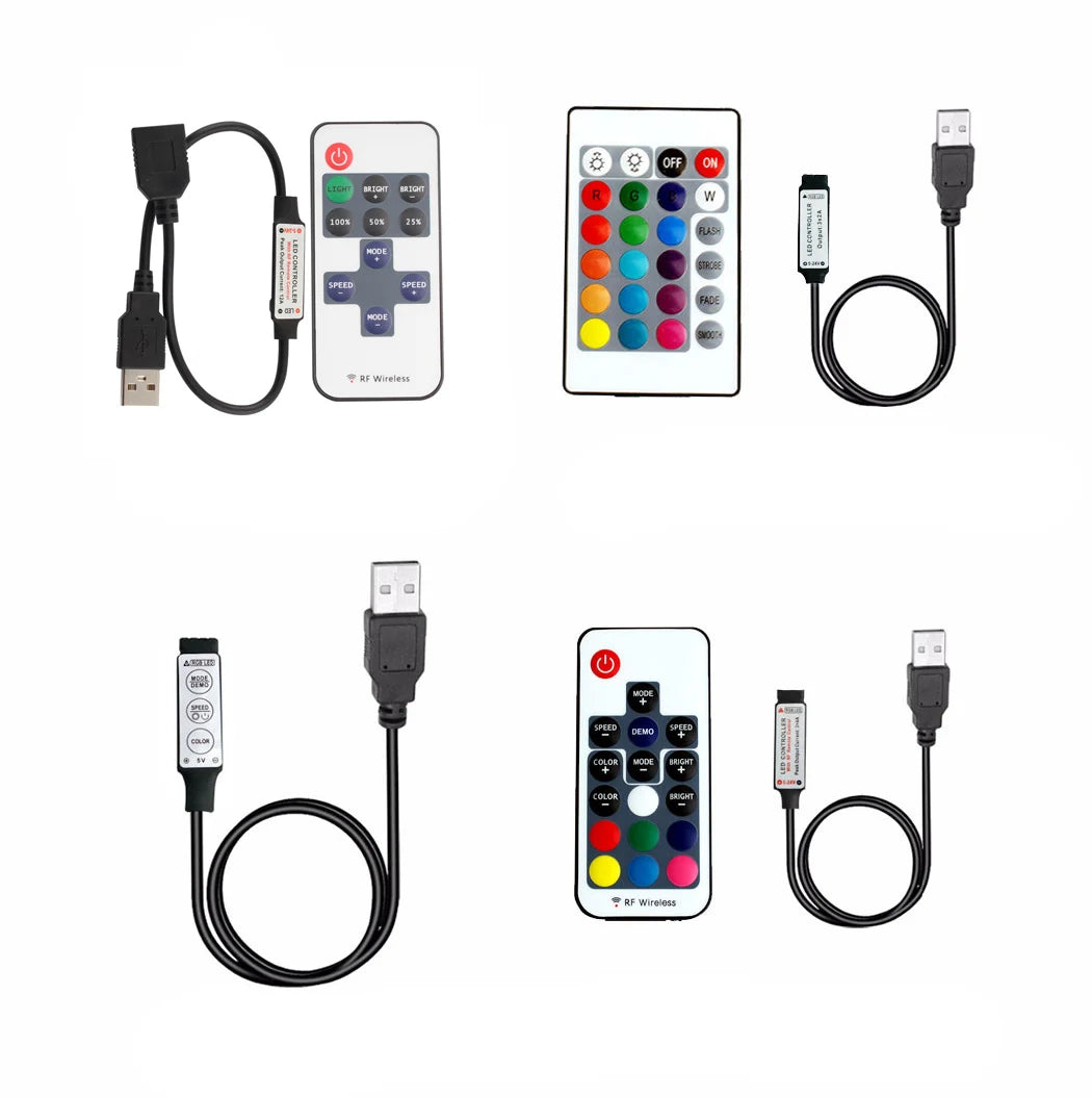 DC 5V USB LED Strip Light RGB Single Color Controller IR Bluetooth Remoter RF Wireless Remoter Control For LED Strip Light