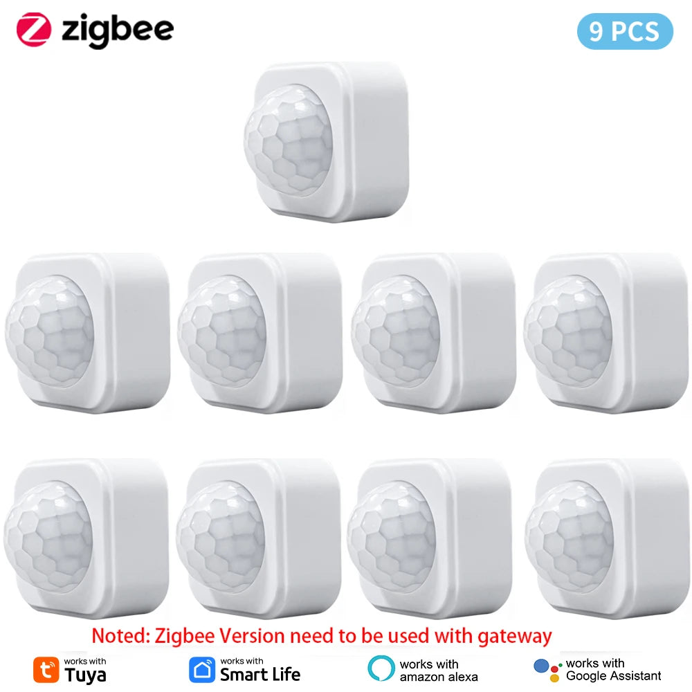 1- 10PCS Tuya Zigbee PIR Motion Sensor Detector Security Smart Life Tuya Zigbee Movement PIR Detector Needs Zigbee Gateway/Hub