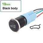 1pc 16mm/19mm Metal push button Switches for car trunk Momentary/latching 12V base 1NO 1NC with sockets
