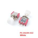 5Pcs PS-102 DS-612 3Pin 6mm Mini Momentary Automatic Return Push Button Switch ON-(ON) 2A 250VAC/5A 120VAC Toggle Switches