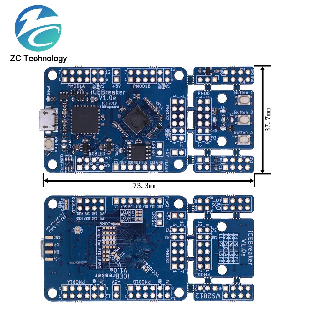 ICEBreaker V1.0e FPGA Development Board ICE40UP5k 120 Kbit for Pmod Connectors