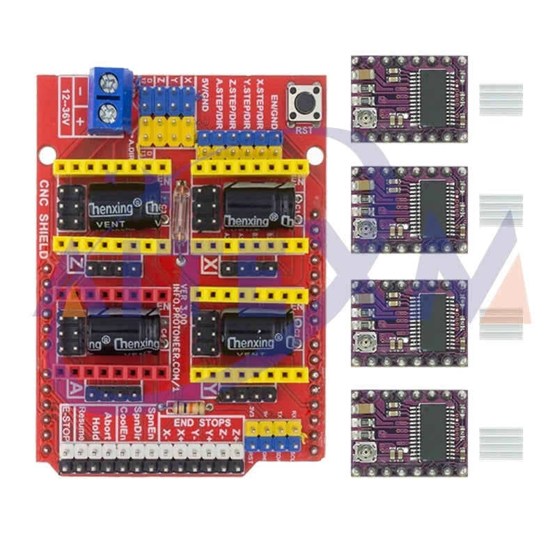 CNC Shield V3 Engraving Machine 3D Printe+ 4pcs DRV8825 Or A4988 Driver Expansion Board For Arduino + UNO R3 With USB Cable