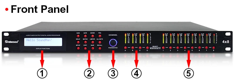 Sinbosen Digital audio processor 4 input 8 output loudspeaker management system AP48