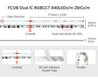 FCOB SPI RGBCCT WS2811 Dual IC Addressable 840 LED Strip Light Dream Color RGB+CW WW FOB High Flexible COB Lights 10mm DC24V