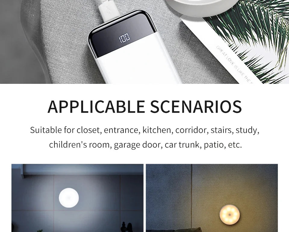 1/2/4pcs Rechargeable Motion Sensor LED Night Light Wall Decoration Bedroom Night Lamp Kitchen Cabinet Lights Child Nightlight