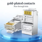 10/50/100Pcs Pass Through RJ45 Cat6 Shielded Connectors Crystal End Gold-Plated 8P8C Crimp UTP Ethernet Modular Plug