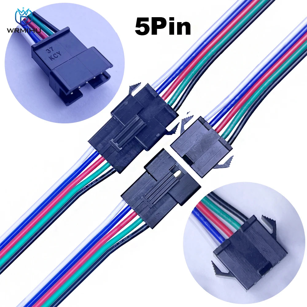 10Pairs JST SM 2P 3P 4P 5P 6Pin Plug Socket Male to Female Wire Connector LED Strips Lamp Driver Connectors Quick Adaptr 22AWG