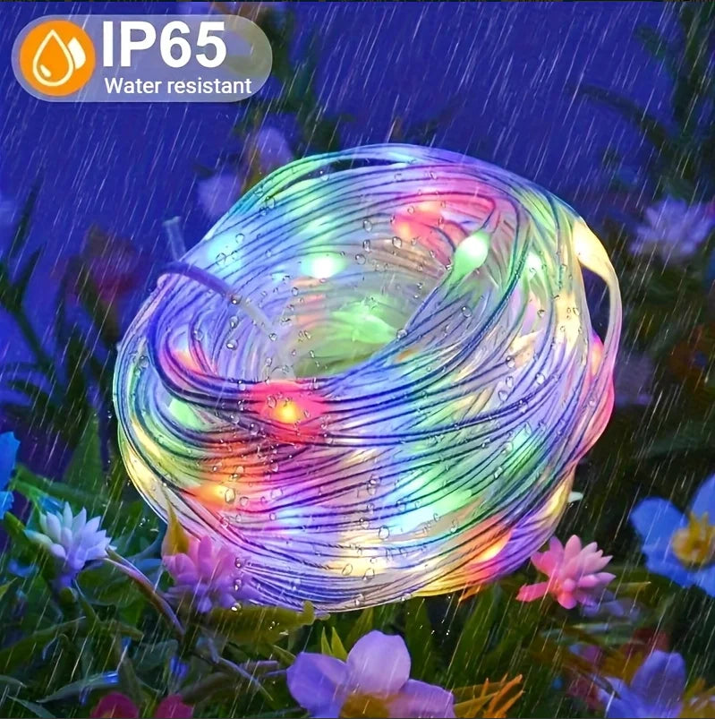 RGB Leather LED Fairy Lights 10M 40M Smart Bluetooth Music Light String IP65 Holiday Garland Decoration