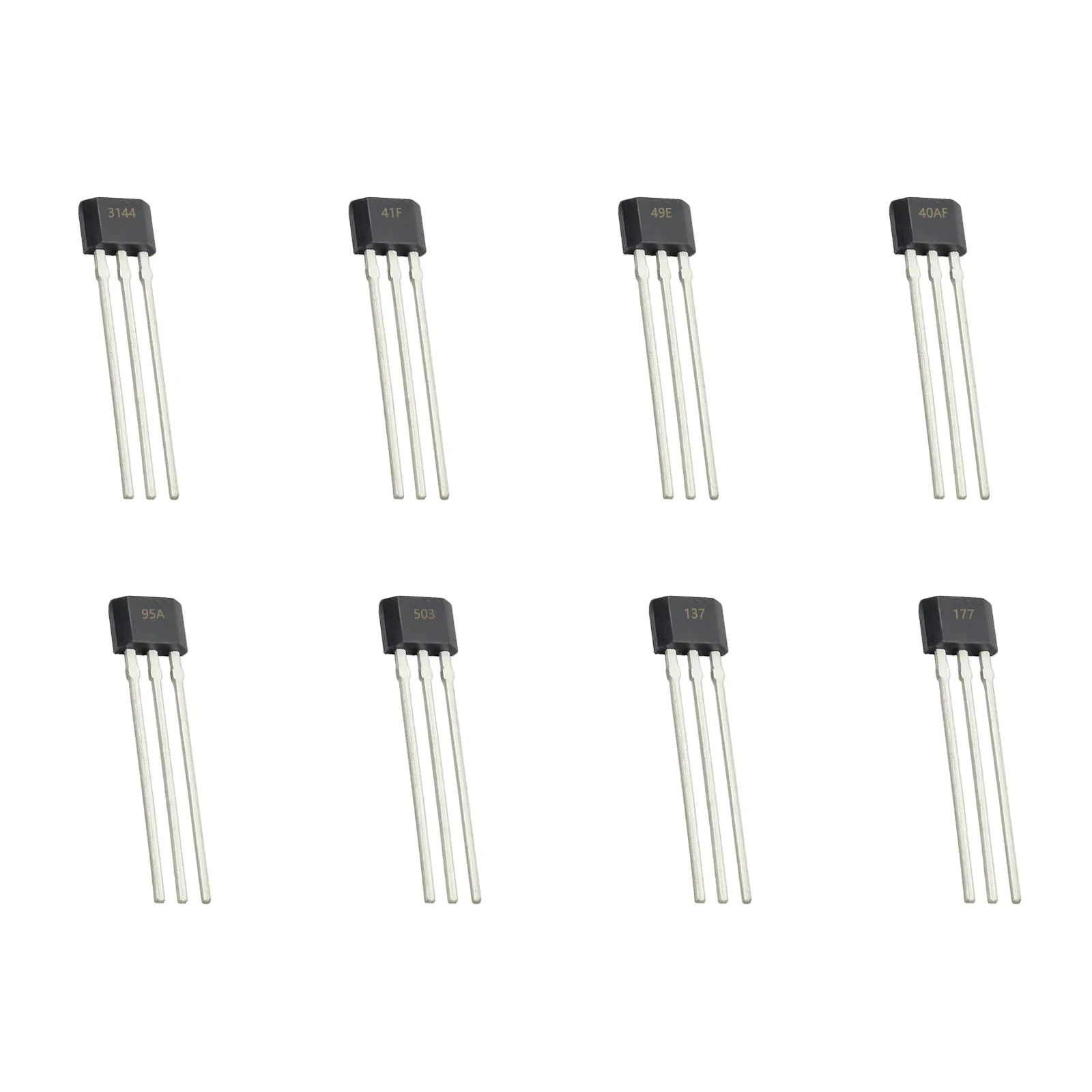 10 Values Hall Effect Sensor Kit A3144E SS41F SS49E SS40AF US1881 AH3503 OH137 ATS177 ATS276 ATS477 3144E/41F/49E Total 50 Pcs