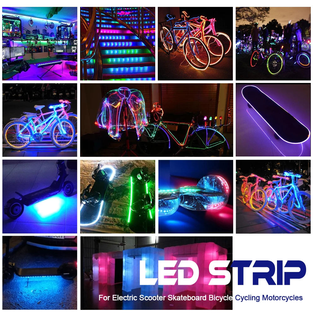 Coolo 5050 RGB LED Strip Lights IP65 Waterproof 2 x 100cm For Bike Electric Scooter Skateboard Motorcycle Taillight Safety Light