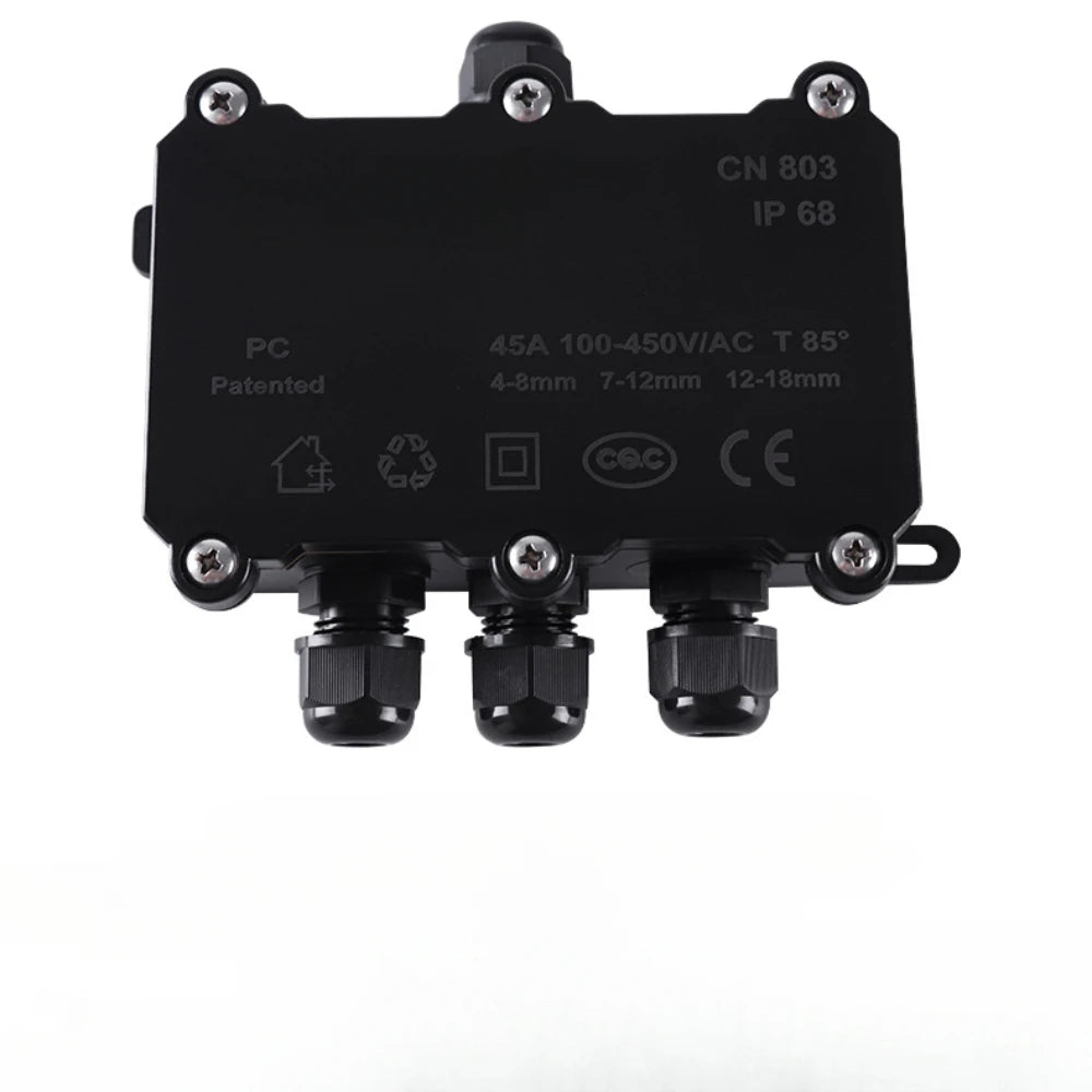 IP68 External Junction Box 4 Way Plug Line Coaxial Cable Connector Wire Range 3-12mm Outdoor External Electric Power Cord Case