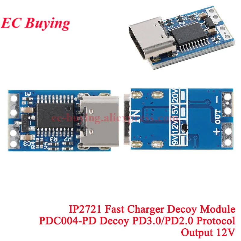ZY12PDN Type-C USB-C PD2.0 PD3.0 to DC Fast Quick Charger Charging Trigger Polling Decoy Board Module 5V 9V 12V 15V 20V PDC004