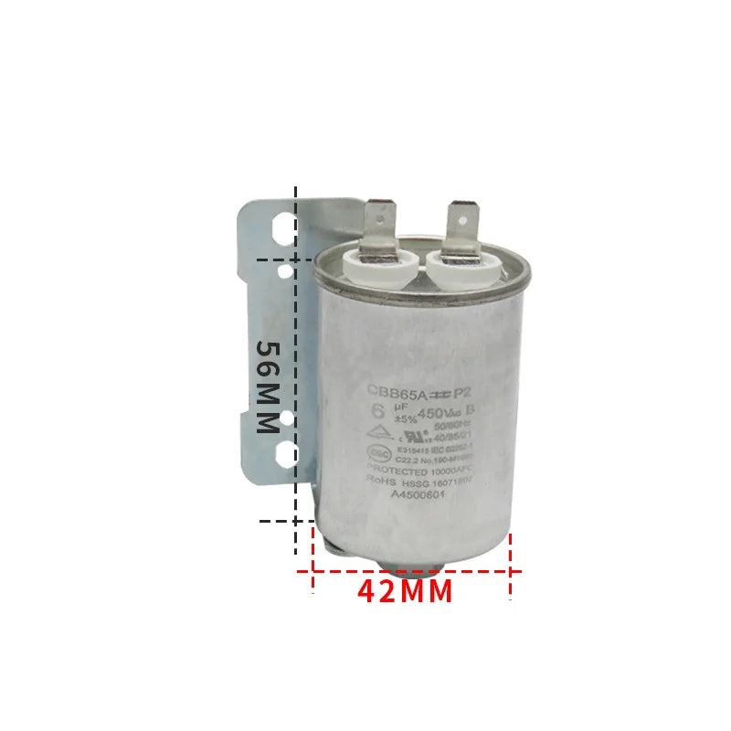 Washing Machine Capacitor 3UF 6UF 8UF 10UF 11UF 15UF CBB65A-1 Starting Capacitor Single Insert with Screw