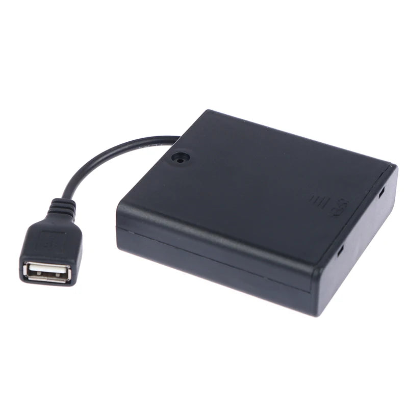 1/2PC 4XAA USB Battery Box For 5V LED Strip Lights USB Mini Power Supply Battery Box With Cover And Switch