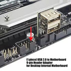 USB2.0 To Motherboards 9Pin Header Adapter Converts Internal 1/2 USB Female To 9pin Connector For Desktop Expansion