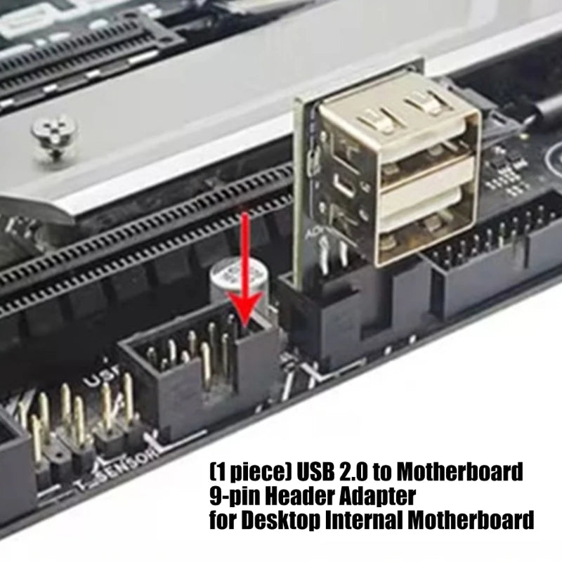 USB2.0 To Motherboards 9Pin Header Adapter Converts Internal 1/2 USB Female To 9pin Connector For Desktop Expansion