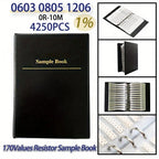 4250pcs SMD Resistor Sample Book • 0603 0805 1206 170 (25pcs Each) 1% Resistors Assortment Kit • 0Ω-10MΩ Values • Wire Sold