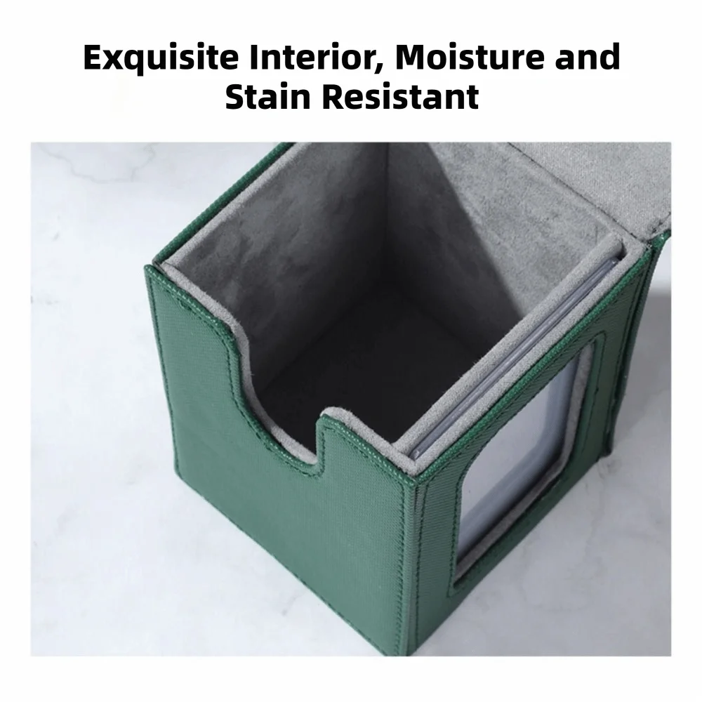 PU Window Collection Box Magnetic Closure Stain-resistant Trading Card Storage Box Moisture-proof with Lid Card Deck Box