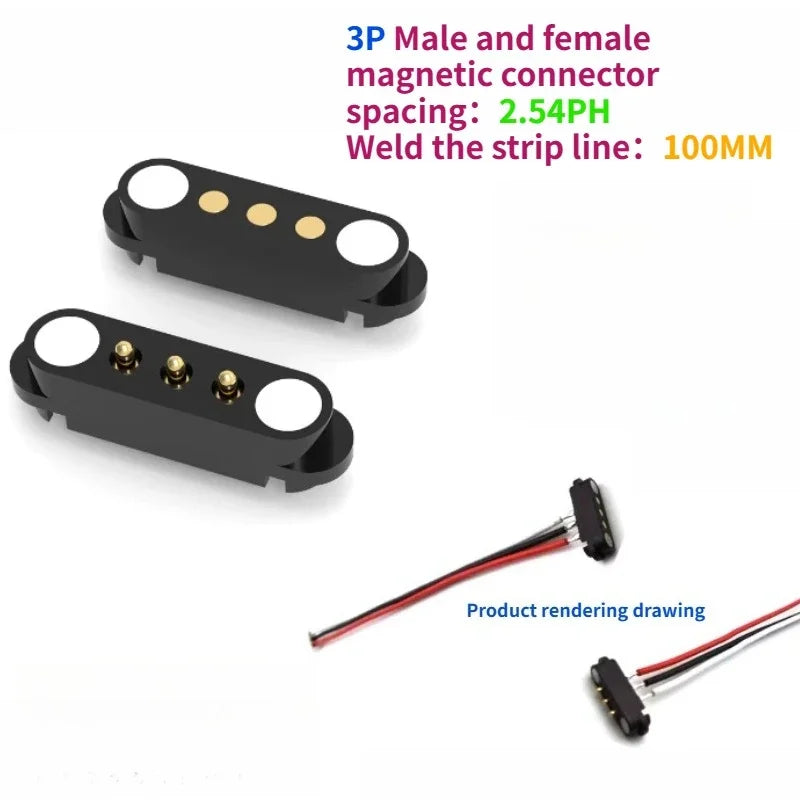 1/5Set 2A DC Magnetic Pogo Pin Connector 2Pin 3Pin 4 5 6 7 8 9 Pin Pogopin Male Female Spacing 2.5/2.80mm Spring Loaded Socket