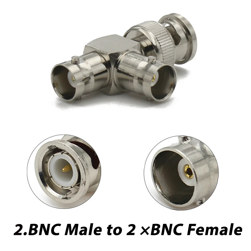 BNC Male To BNC 2x Double Female Adapter Triple Tee 3 Way Q9 BNC RF Coaxial Connector T Type Cable  RF connector