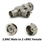 BNC Male To BNC 2x Double Female Adapter Triple Tee 3 Way Q9 BNC RF Coaxial Connector T Type Cable  RF connector