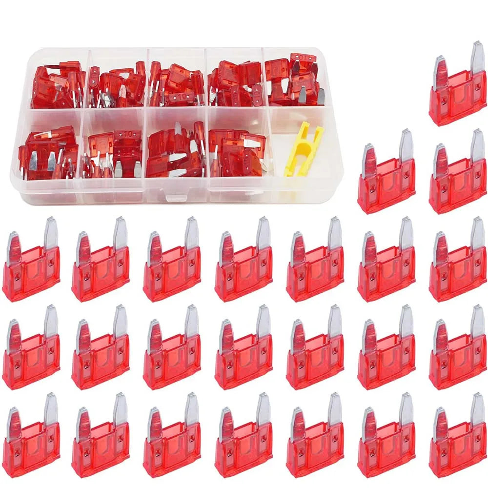 100PCS 10Amp Mini  Blade Fuses,10A Portable Fuse Kit for Short Circuit Protection,Replacement for Sedan Boat Truck