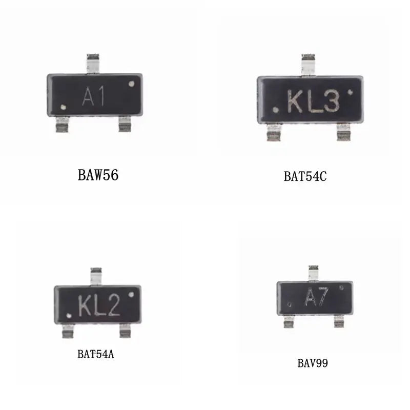100pcs/lot BAT54C  BAT54A BAV99 BAW56 KL3 KL2 A7 A1 SOT-23 SMD Schottky Diode Rectifier