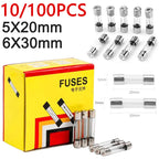 Quick Blow 5x20mm 6x30mm Glass Fuse 250V 0.1A 0.2A 0.5A 1A 2A 3A 4A 5A 6A 7A 8A 10A 12A 15A 20A 30A