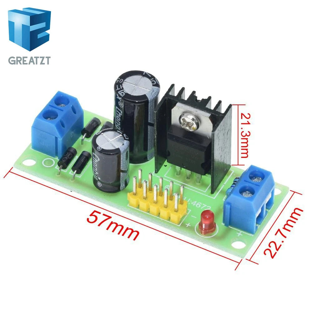 GREATZT L7805 LM7805 Step Down Converter Board 7.5V-20V To 5V Regulator Buck Power Supply Module For Arduino