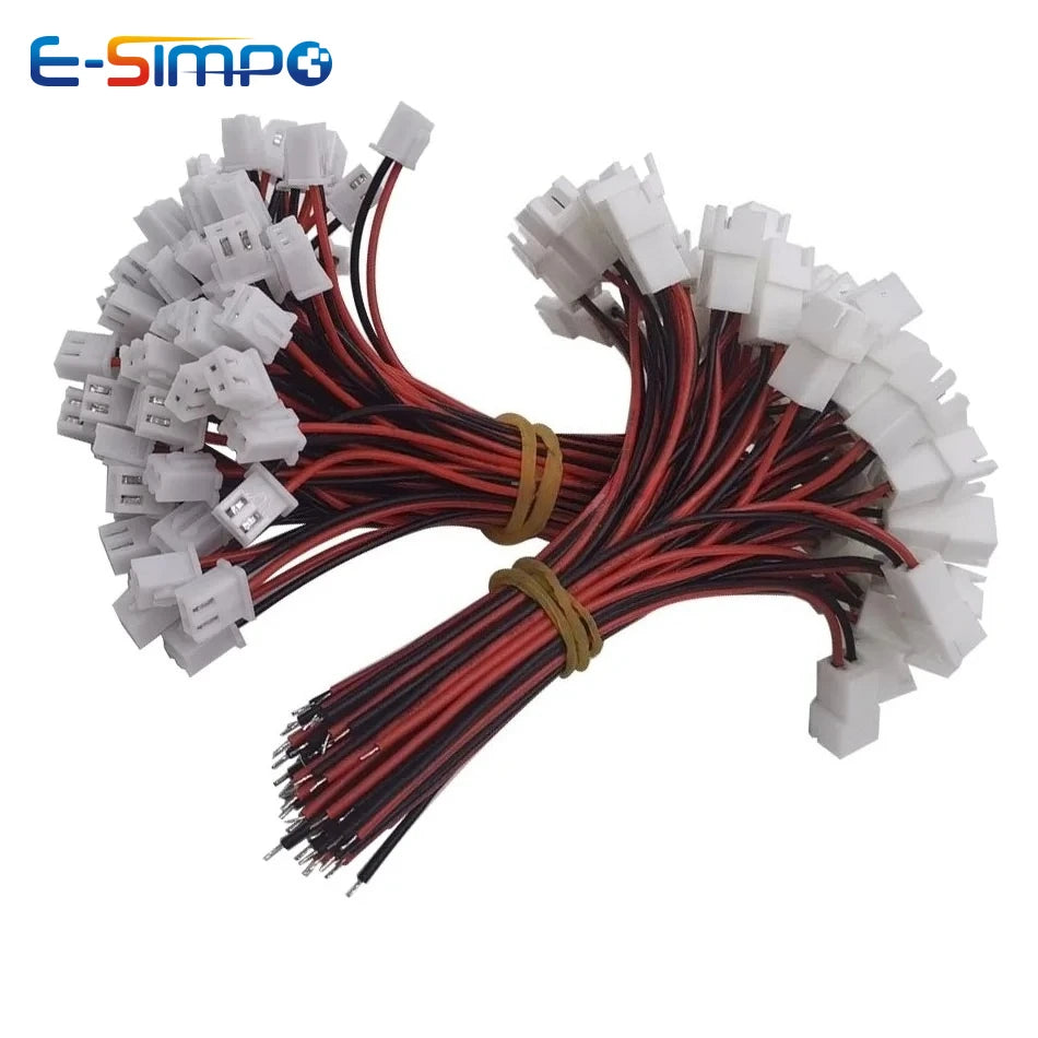 XH 2.54mm 2 Pin TJC3 10CM Male Female Cable Connector Micro XH2.54 2P Plug Jack Socket Terminal Wire Cables Connectors 26AWG