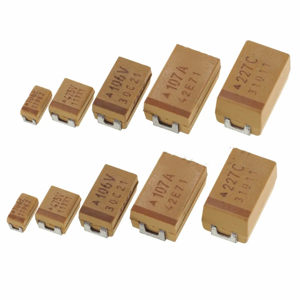 50pcs A B C D Case SMD Tantalum Capacitor 6V 10V 16V 25V 35V 50V 0.1UF 1UF 2.2UF 4.7UF 10UF 22UF 33UF 47UF 100UF 220UF 330UF 470