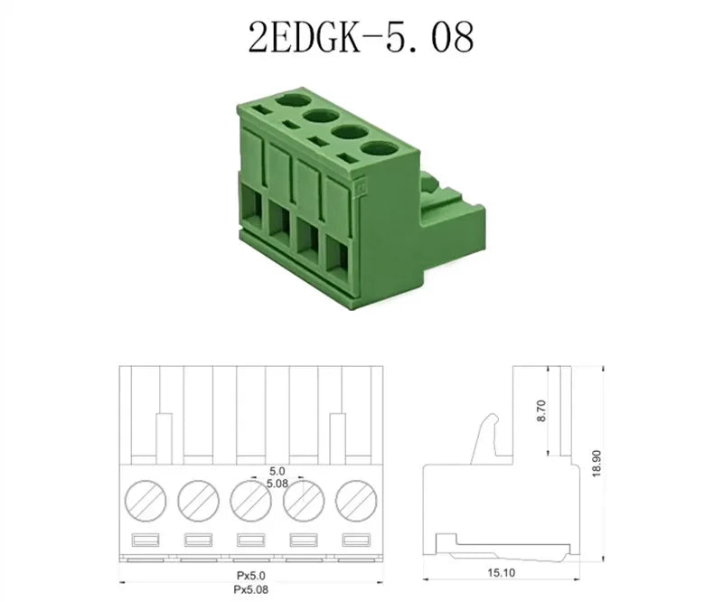 5Pair 15EDG KF2EDG 2.54mm 3.5mm 3.81mm 5.08mm PCB Screw Terminal Block 2-12Pin Male Plug Female Socket Pin Header Wire Connector