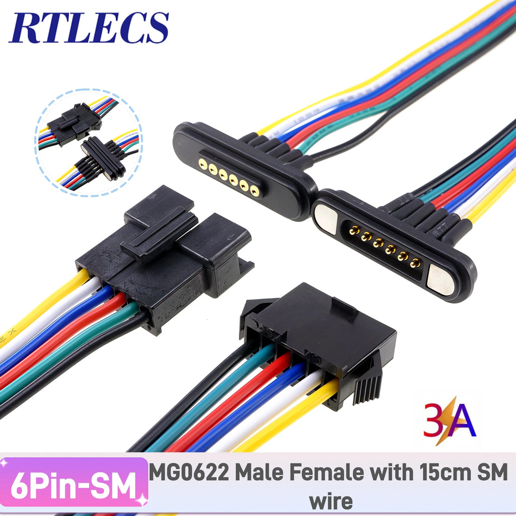 Universal Magnetic Pogo Pin Connector Set Male Female 5-9 Pins for RC Drone Car LED Strip 5-24VDC DIY Compatible with JR JST SM