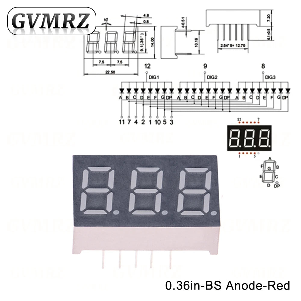 0.36inch Digital tube Common AnodeCathode Red 1 2 3 4 Bit digital Tube LED Display 7 segment